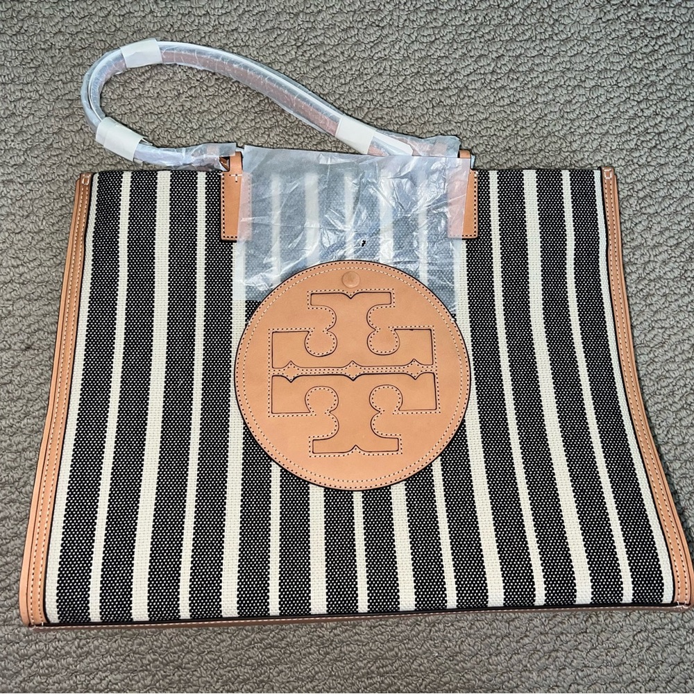 Tory Burch Ella Striped Canvas Tote